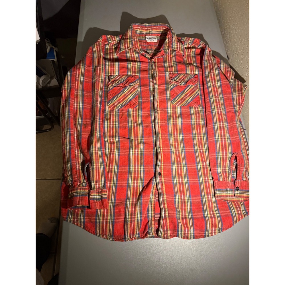 FiveBrother Vintage USA Made Red Plaid Flannel Shirt Mens 2XL-18 Workwear H0813